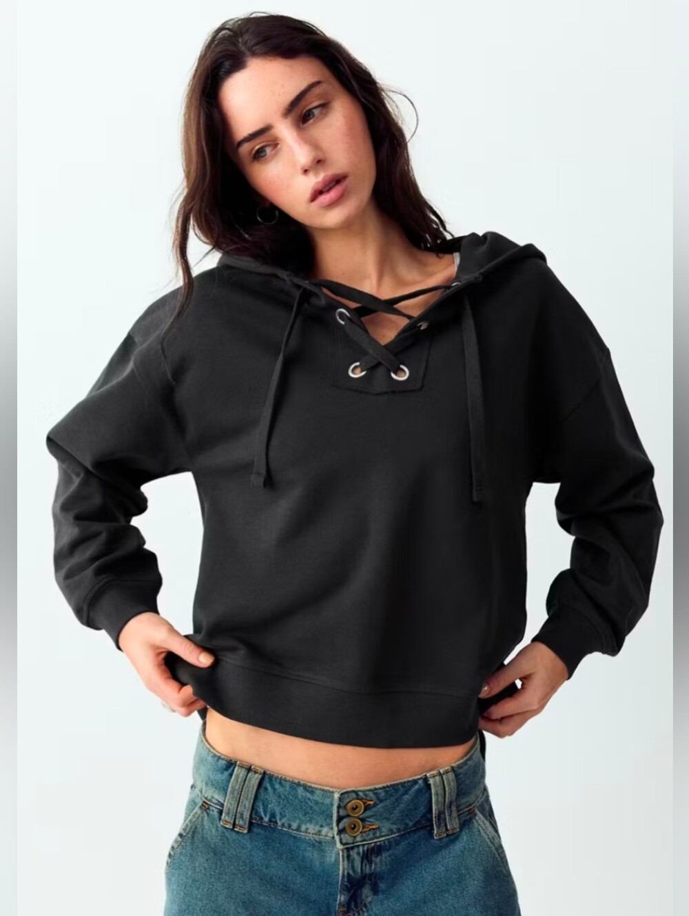 Aerie  Black Pullover Sweatshirt M